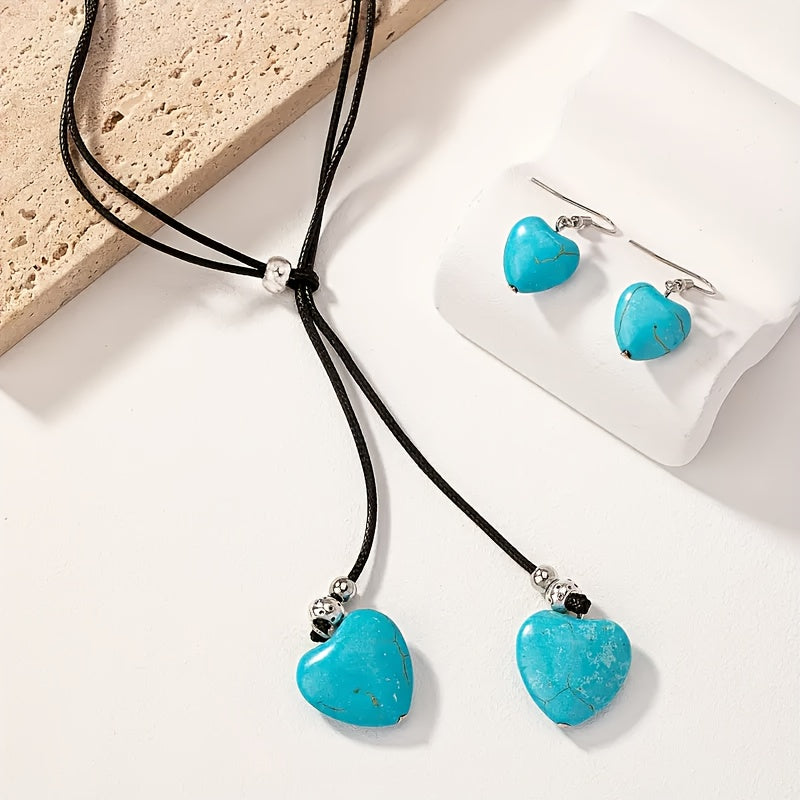 Boho Heart — Set de Collar y Aros Vintage con Corazón