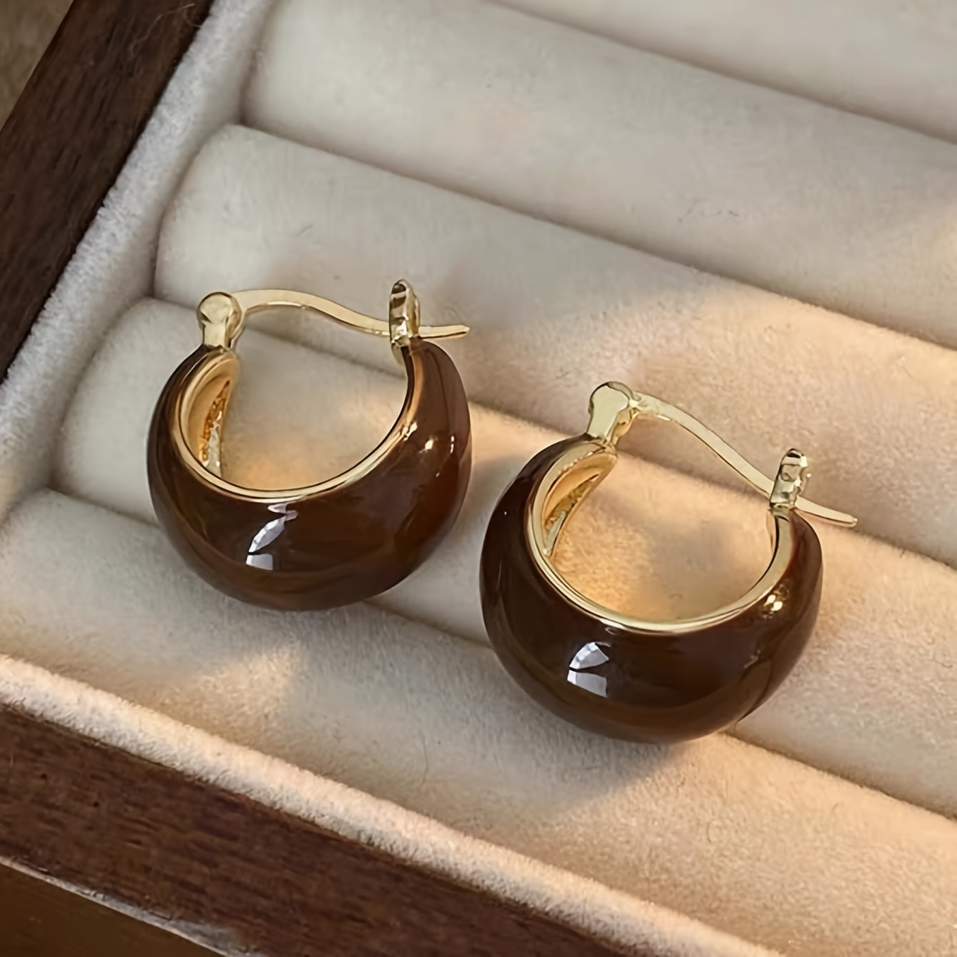 Amber Elegance — Set de 3 Pares de Aros Vintage con Cuentas Ámbar