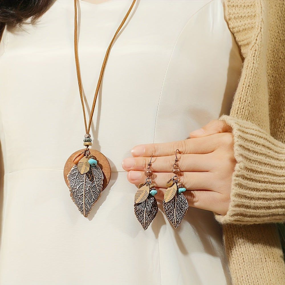 Boho Leaf — Set de Joyería Étnica Vintage (3 Piezas)