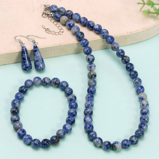 Ocean Spirit — Set de Collar, Pulsera y Aros con Piedras Azules